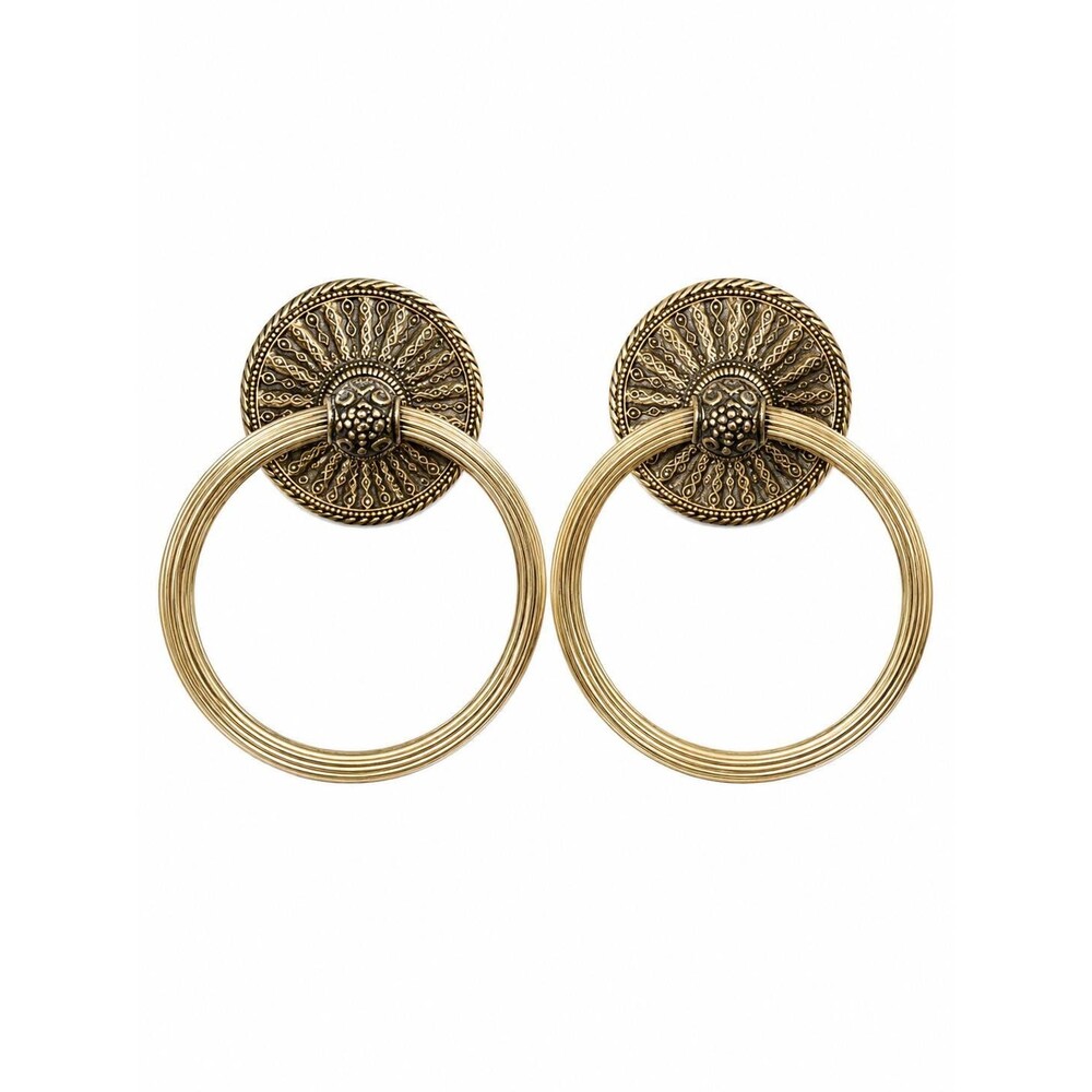 Vintage Ornate Towel Ring Set of 2 – Brass Tone Bathroom Hardware